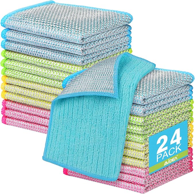 AIDEA Non Scratch Wire Dishcloth 24PK, Upgraded Wire Dishwashing Rag by AIDEAHOME