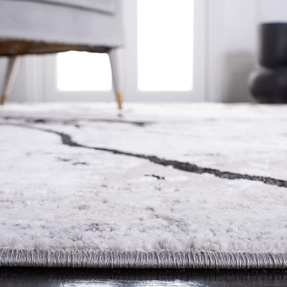 SAFAVIEH Amelia Collection Area Rug - 6'7" Square, Grey & Black, Modern Abstract Design, Non-Shedding & Easy Care, Ideal for High Traffic Areas in Living Room, Bedroom (ALA293K)