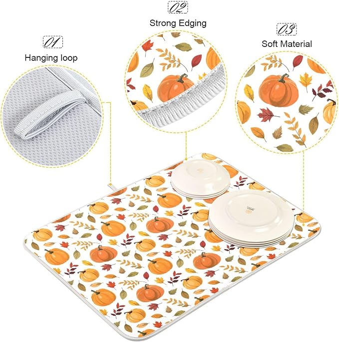 Fall Pumpkin Pattern Dish Drying Mat - Image 4