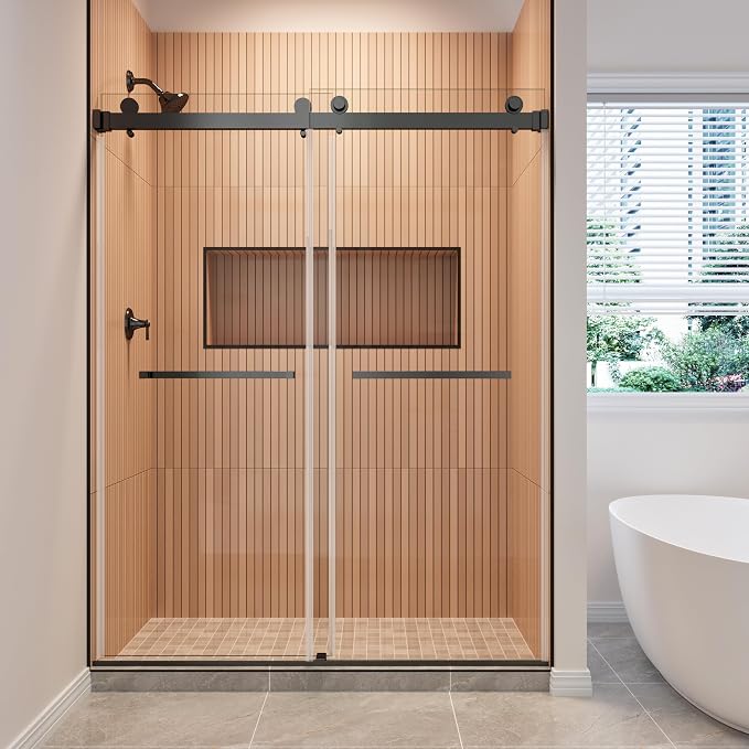 68-73" W x 80" H Frameless Shower Door, Double Sliding Glass Shower Door by AHNDL
