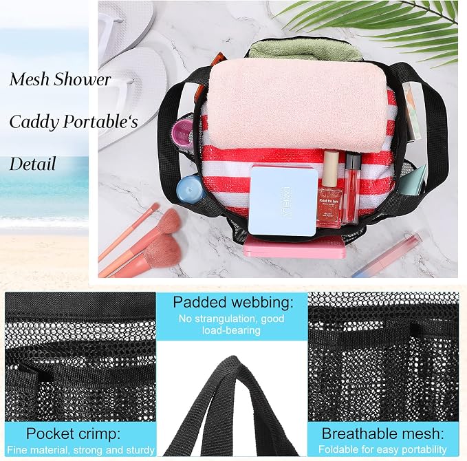 Hillban 4 Pcs Mesh Shower Caddy Portable Large Quick Dry Shower Caddy Basket - Image 3