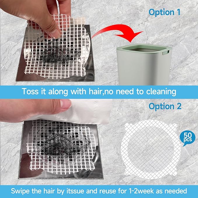VIVIDLY 100 Pack Disposable Shower Drain Cover Hair Catcher Shower Drain Mesh - Image 4