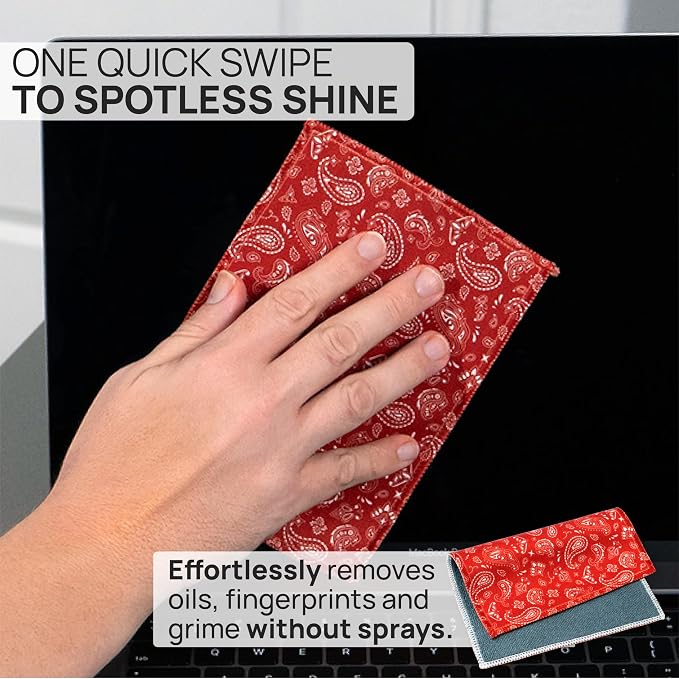 Quick Cloth Microfiber Glasses Cleaning Cloths – 5x7, Paisley Red, 2 Pack - Image 2