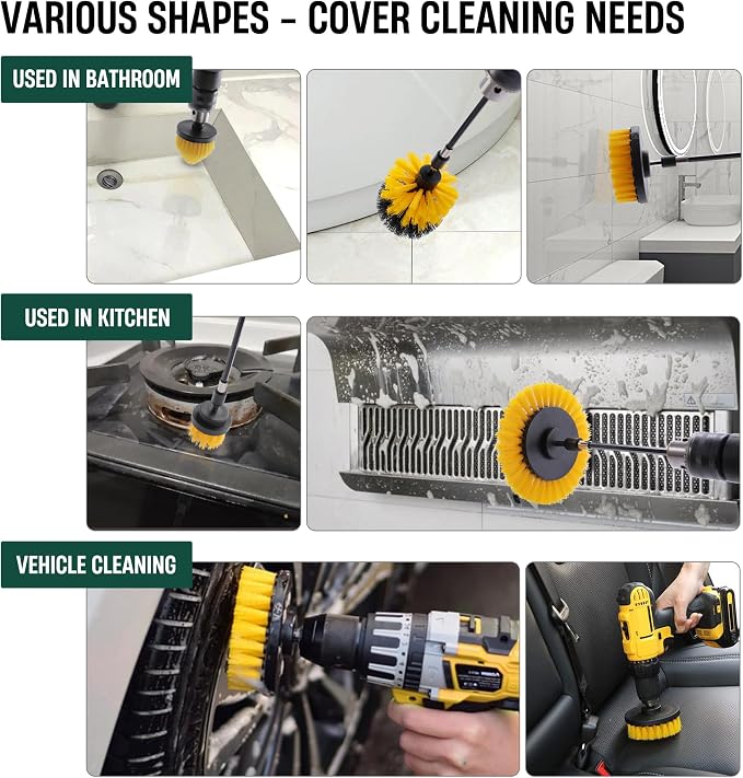 7 Piece BBQ Grill Cleaning Brush Ultra Stiff Drill Powered Cleaning Brushes - Image 6