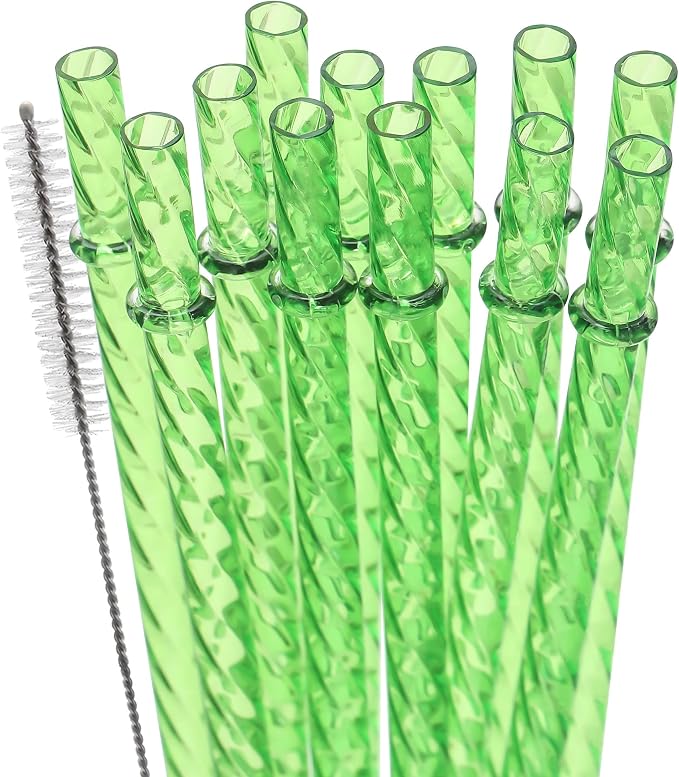 Dakoufish 12 Inch Reusable Clear Plastic Swirl Drinking Straws by Dakoufish