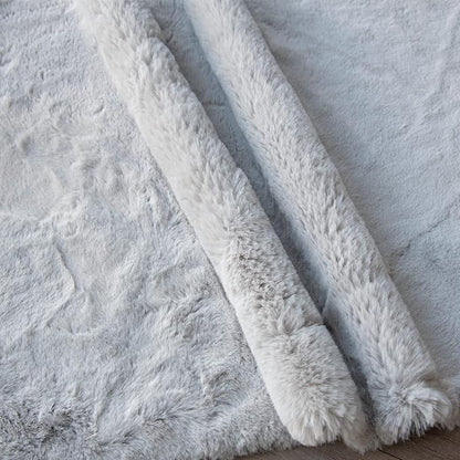 Faux Fuzzy Machine Washable Bunny Fur Area Rugs for Living Room Grey Fluffy Rug for Bedroom Sheepskin Rug 4x6 Rectangle Nursery