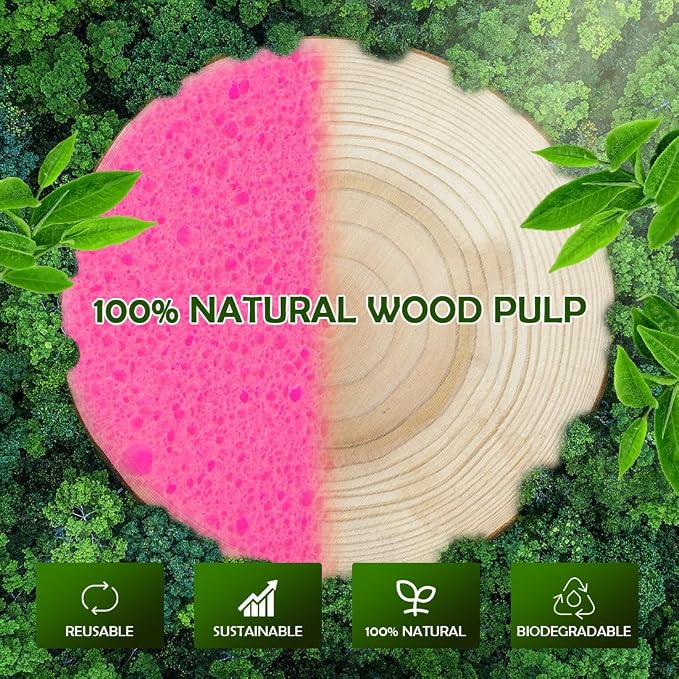 AIDEA 96Count Compressed Facial Sponges Pink, Round Face Sponges - Image 6