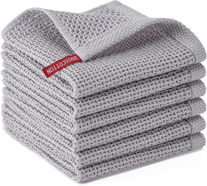 BOOMIBOO 6-Pack Kitchen Dish Cloths, 100% Cotton Waffle Weave, Ultra Soft by BOOMIBOO