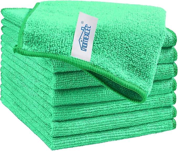 HOMEXCEL Green Microfiber Cleaning Cloth, 8 Pack Cleaning Towels by HOMEXCEL