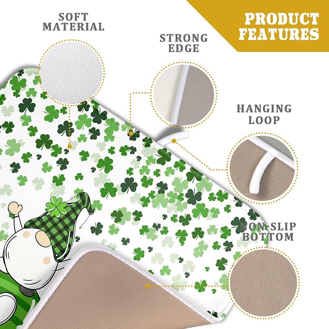St Patrick's Day Gnomes Love Dish Drying Mat - Image 4
