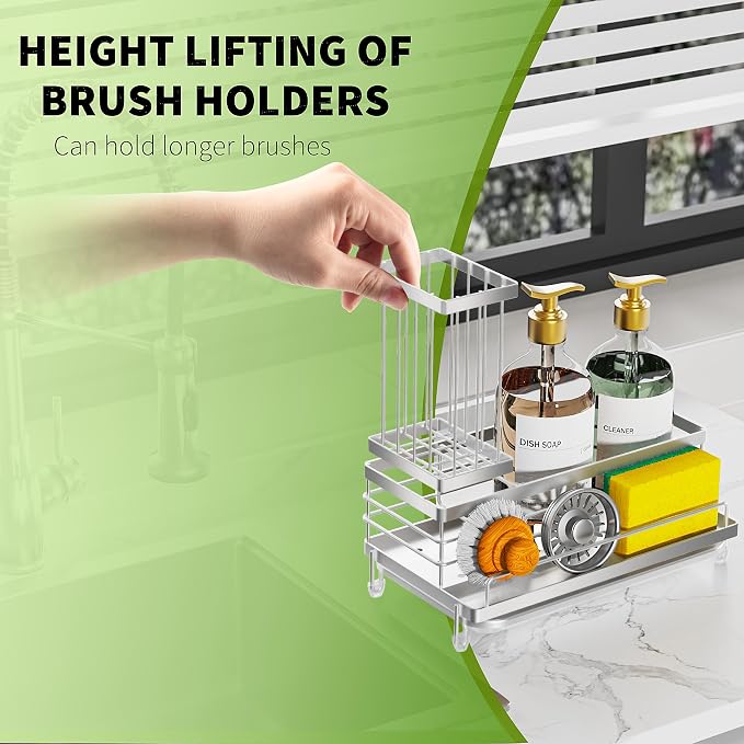 Cisily Stainless Steel Kitchen Sink Caddy Organizer, Sponge Holder - Image 4