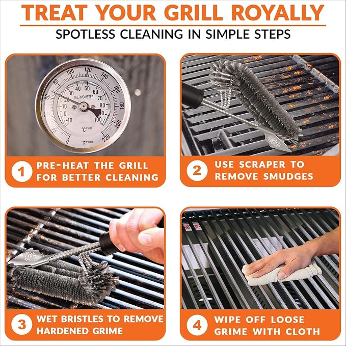 BBQ Grill Brush and Scraper 18" | Stainless Steel Cleaning Brush Accessories | - Image 5