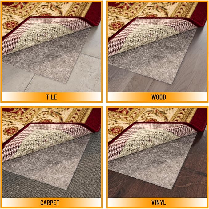 Ottomanson 6' x 8' Non-Slip Rug Pad Gripper 1/4 Inch Thick Dual Surface Felt + - Image 4