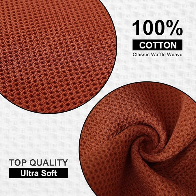 Kitinjoy 100% Cotton Kitchen Dish Cloths, 6 Pack Waffle Weave Ultra Soft - Image 2