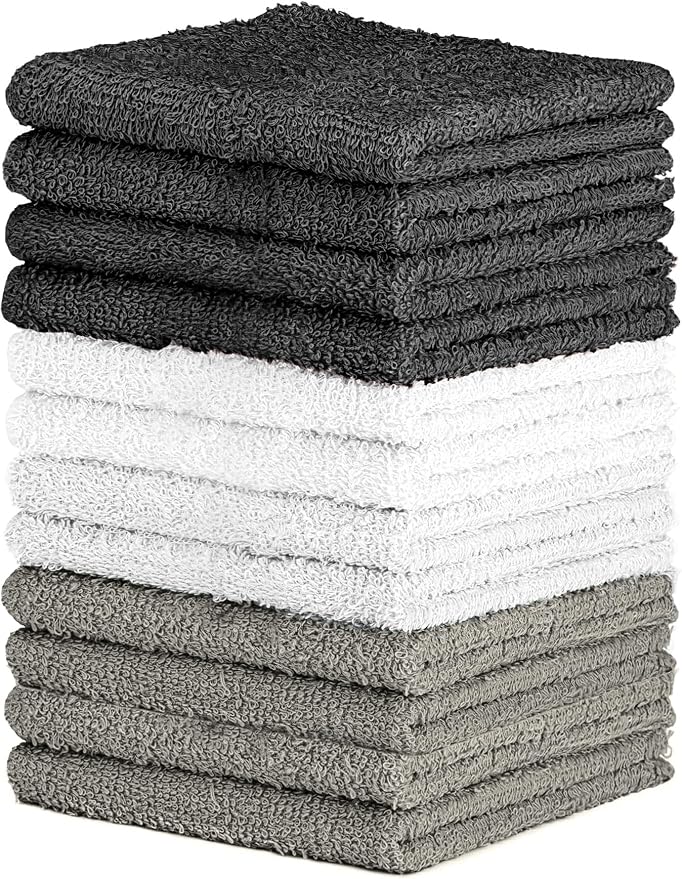 100% Cotton Washcloth Set – Soft, Absorbent Face Towels by QUBA+LINEN