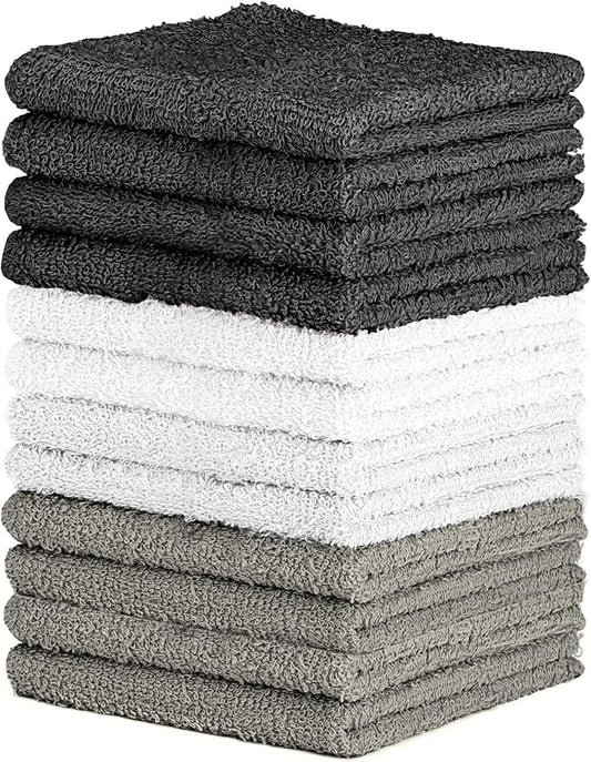 100% Cotton Washcloth Set – Soft, Absorbent Face Towels by QUBA+LINEN