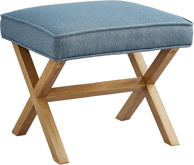 Amazon Basics Small Ottoman Foot Rest, Mid-Century Modern X Square Polyester by AmazonBasics