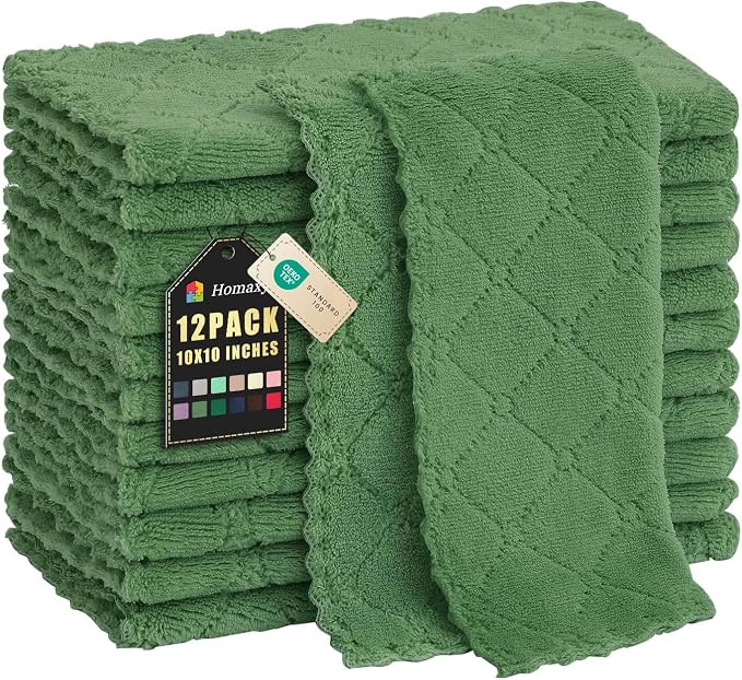 Homaxy 12 Pack Kitchen Dish Cloths, Super Soft and Absorbent Coral Velvet Dish by Homaxy