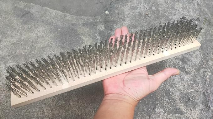 16" Heavy-Duty Rough Surface Floor Brush, Stainless Steel Wire Large Deck Scrub - Image 8