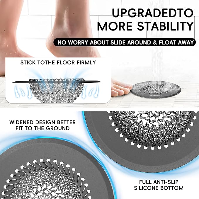 Bathtub Drain Hair Catcher: Fast Drainage Shower Version, Reversible 304 - Image 5