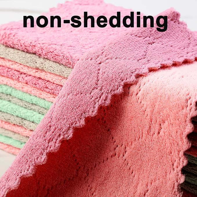 12-Pack Kitchen Cloth, Dish Towels, Microfiber Cleaning Cloths, Premium Coral - Image 3