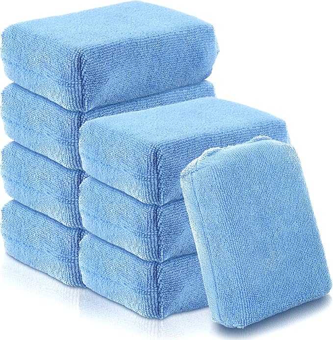8 PCS Microfiber Applicator Pad, 4.7"x3.1" Scratch-Free Foam Buffing Scrub Pads by Mkobon