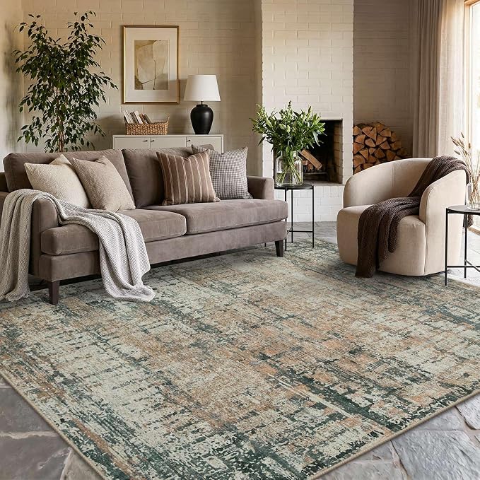 6x9 Washable Area Rug for Living Room, Modern Abstract Large Boho Rugs for by Rugxara