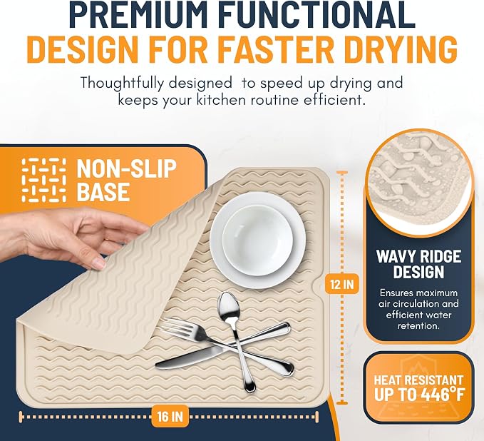 Silicone Dish Drying Mat for Kitchen Counter - Image 3