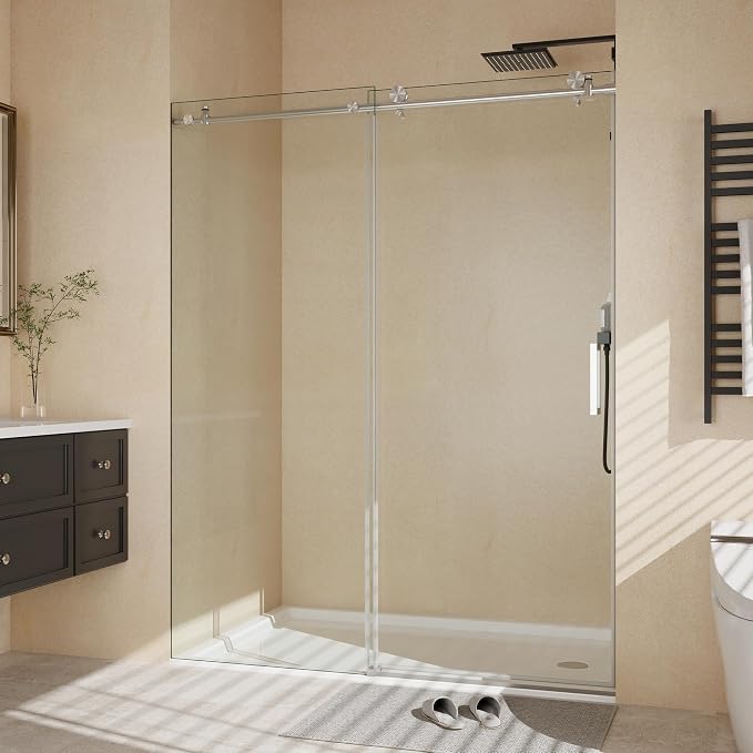 44-48" W x 76" H Frameless Sliding Shower Door，5/16" Thick Tempered Clear Glass - Image 2