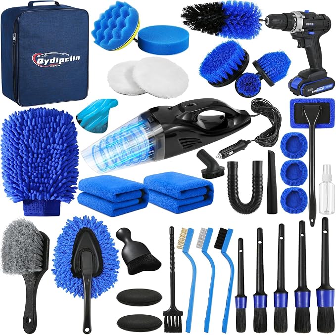 37Pcs Car Detailing Kit, Car Detailing Brush Set, Car Wash Cleaning Kit by Qydipclin