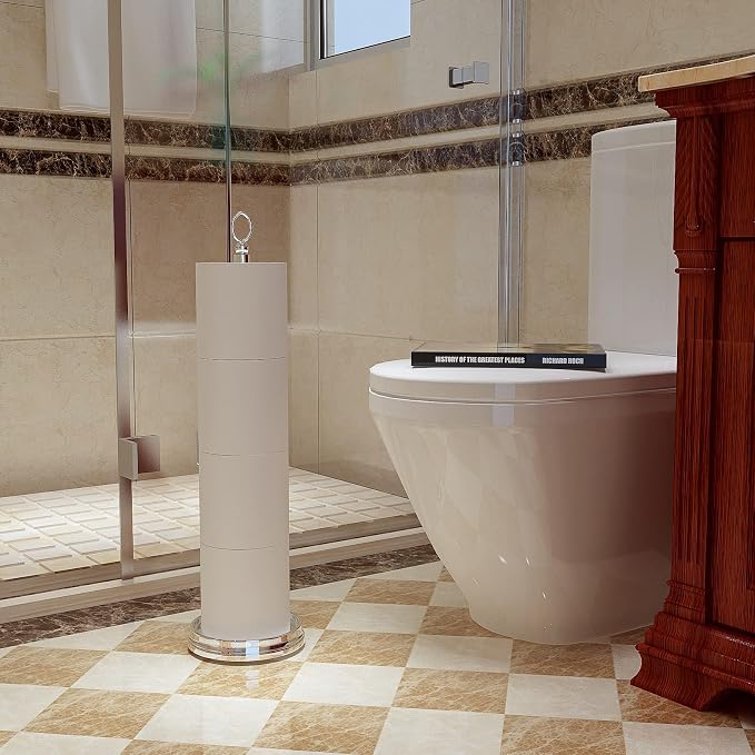 Toilet Paper Holder Stand with Reserve Function, Free Standing Toilet Paper - Image 7