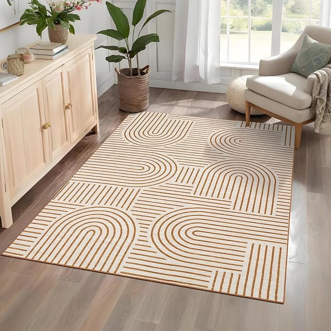 Washable Rug 4x6 Area Rugs for Living Room, Abstract Rug for Bedroom, Soft by ROYHOME