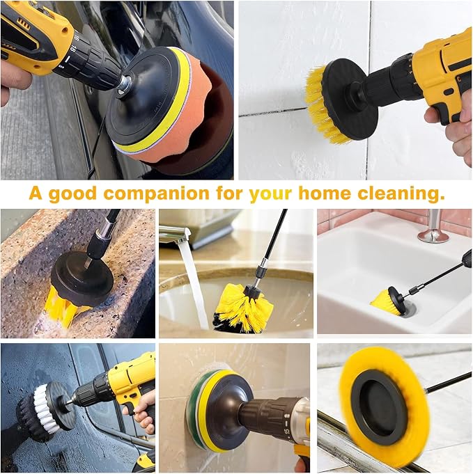 30 Piece Drill Brush Attachments Set, Scrub Pads & Sponge & Wire Brush - Image 6