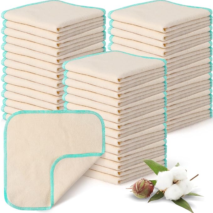 meekoo 45 Pcs Unbleached Flannel Cloth Baby Wipes Reusable Baby Diapers Wipes 8 by meekoo