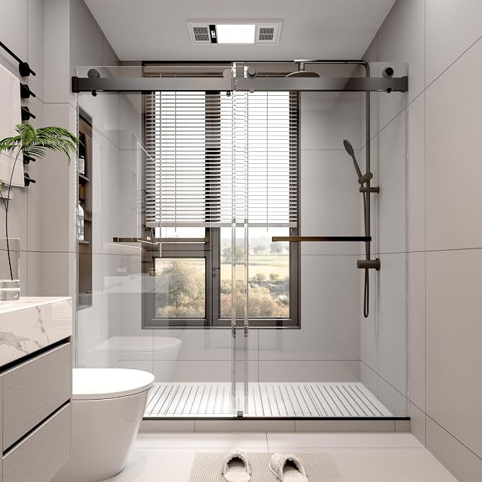 68-72" W x 76" H Frameless Double Sliding Shower Door w/Soft-Close, Bathroom by Unknown