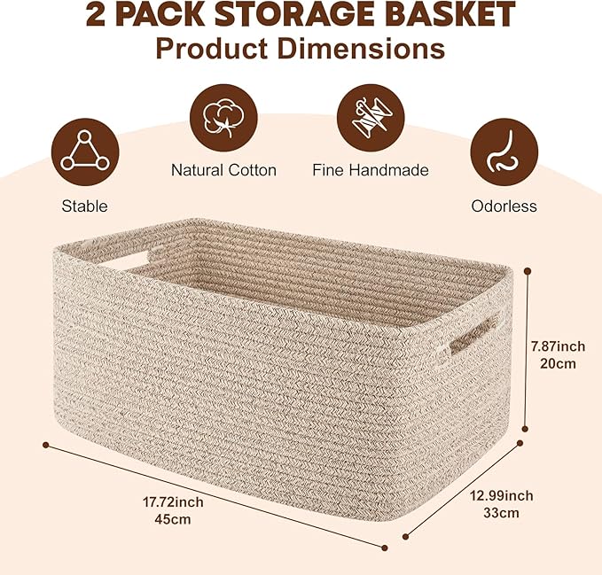 OIAHOMY Storage Basket for Shelves, Closet Cube Storage Bins Baskets for - Image 2