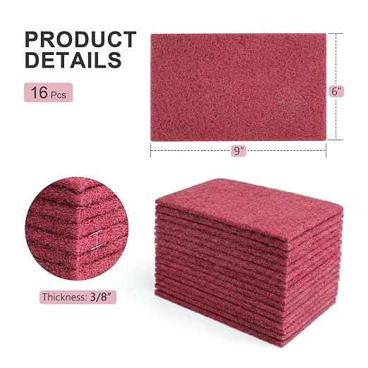 6" x 9" Scuff Pad Maroon 16 Pack - Image 2