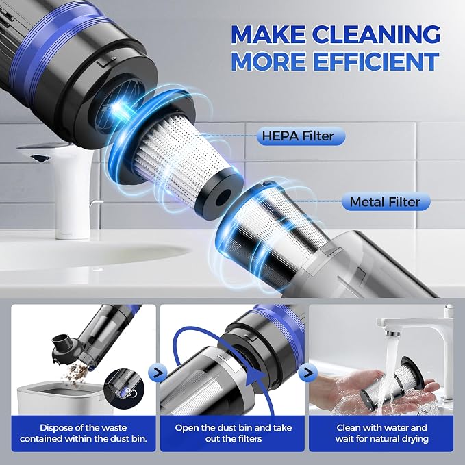 Handheld Vacuum Cordless Rechargeable 2-Speed Modes| 3-in-1 Portable Cordless - Image 7