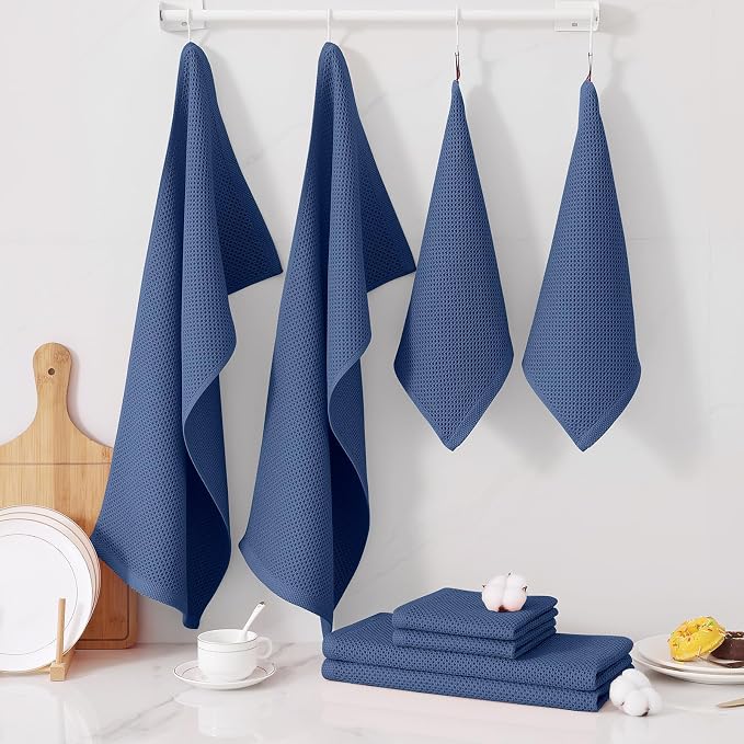 Homaxy 100% Cotton Kitchen Towels and Dishcloths Set, 12 x 12 Inches and 13 x - Image 7