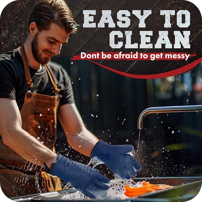 KITCHEN PERFECTION Silicone Smoker Oven Gloves -Extreme Heat Resistant BBQ - Image 7