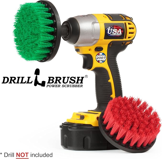 Drill Brush - Indoor/Outdoor Medium and Stiff 4-inch Round - Spin Brush - Combo - Image 4
