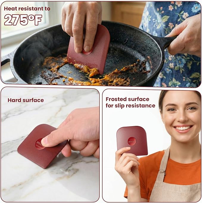 Pan Scraper, Pan Scraper Plastic, Food Safe, High Heat Resistant-Red - Image 2