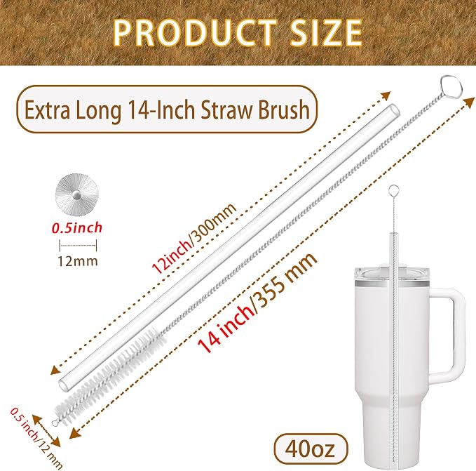 14 Inch Straw Cleaner Brush Extra Long, 4-PCS Straw Brush Extra Long - Image 2