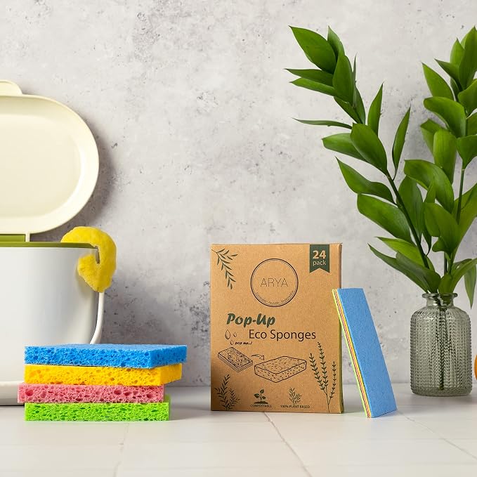 ARYA. | Pop-Up Eco Sponges 24 Pack | Natural Cellulose | Compostable & - Image 3