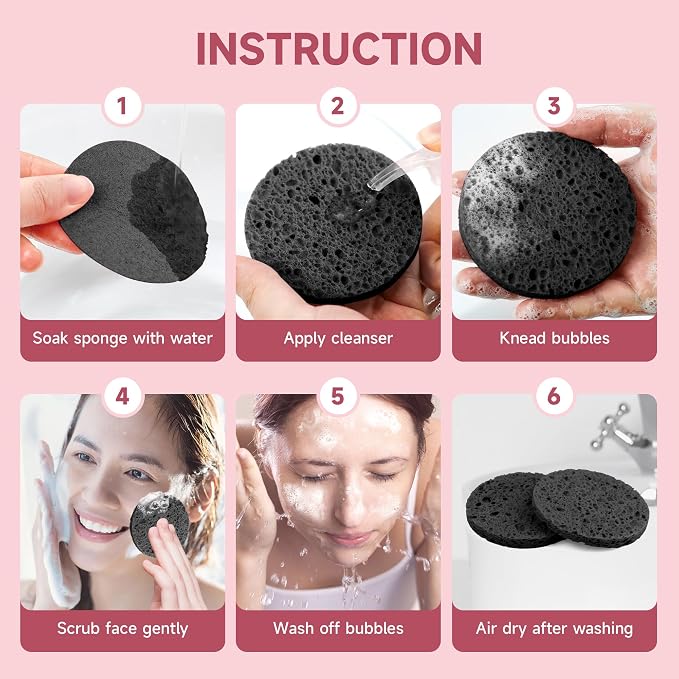 100 Count Compressed Facial Sponges 100% Natural Cellulose Eco-Friendly Makeup - Image 3