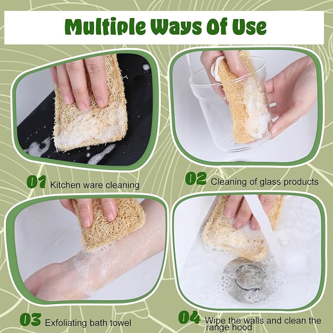 3Pcs Natural Loofa, 100% Real Natural Loofah Sponges Set, Loofah Sponge - Image 4