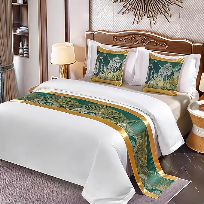 Bed Runner for Guest Room，Luxury Bed Runner，Wedding Bed Runner，Embroidered Bed Runner，Breathable Washable，Hotel Decor，Bed Decorations ，for Home Hotel Decorations(L,50 * 180cm)
