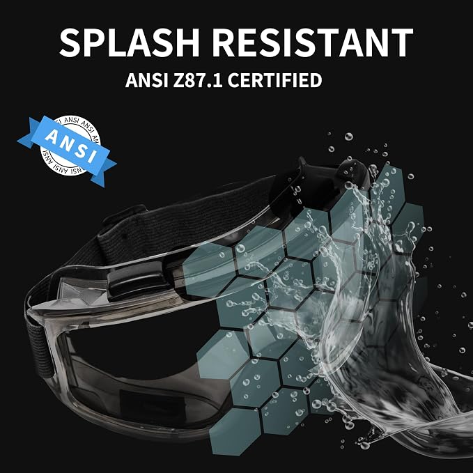6 Pack Safety Goggles, ANSI Z87.1 Anti-Fog Lab Goggles, Adjustable Protective - Image 3