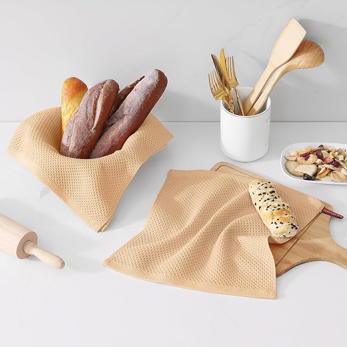 Kitinjoy 100% Cotton Kitchen Dish Cloths, 6 Pack Waffle Weave Ultra Soft - Image 2