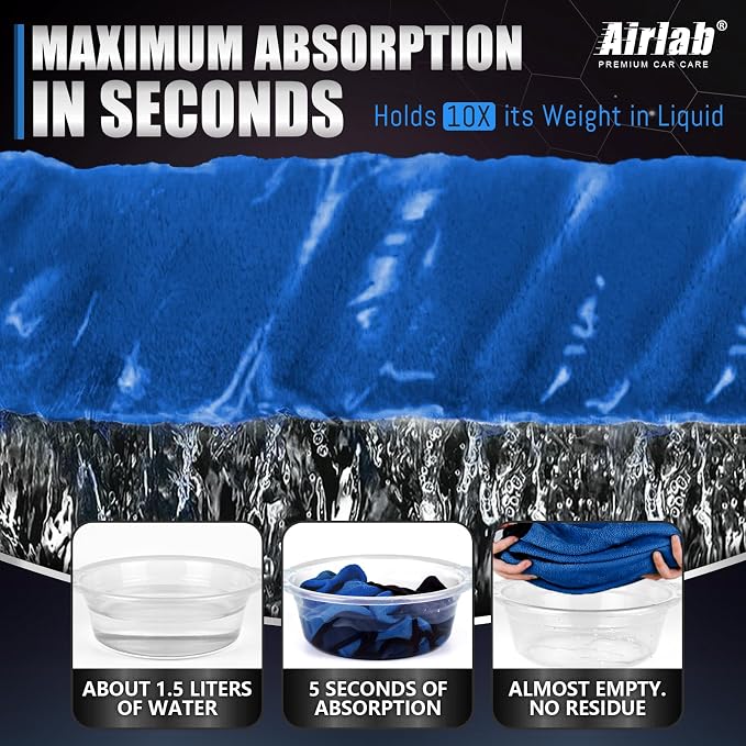 Airlab Microfiber Towels for Cars Wash Drying Thick Plush Cleaning Cloth Auto - Image 4